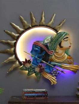 Metal Radha Krishna Wall Art With Led