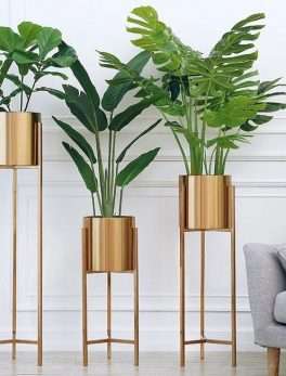 Gold Indoor Metal Planters (Set Of 3)