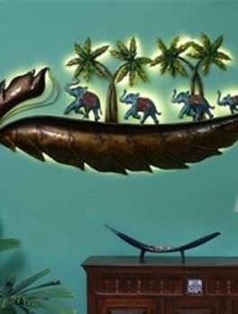 Metal Elephant wall hanging with light(57*5*27 Inc)