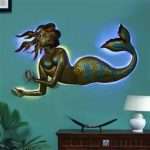 Metal fish wall hanging with light(60*6*33Inc)