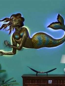 Metal fish wall hanging with light(60*6*33Inc)