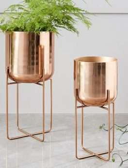 Gold Indoor Metal Planters (Set Of 2)