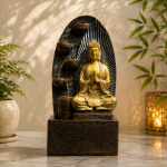 Four Steps Buddha Fiber Indoor Outdoor Fountain