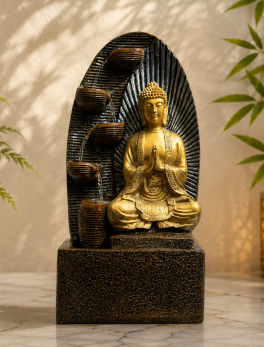 Four Steps Buddha Fiber Indoor Outdoor Fountain
