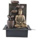 Chronikle Brown 5 Step Buddha Table top Indoor Water Fountain with led Light, (41 x 31 x 23 cm)
