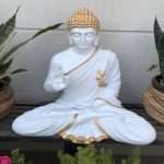 White Buddha Resin Statue Murti (24*18*12 Inc)
