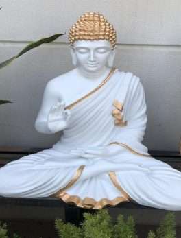 White Buddha Resin Statue Murti (24*18*12 Inc)