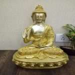 Brass Buddha Statue Blessing with Sacred Kalash Idol ,Murti