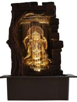 Polyresin Golden Brown Ganesha Indoor Table Top Water Fountain