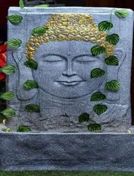 White Golden Deewar Face Fiber Fountain (67 x 35 x 103 cm)