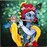 Krishna with flute canvas hand painting