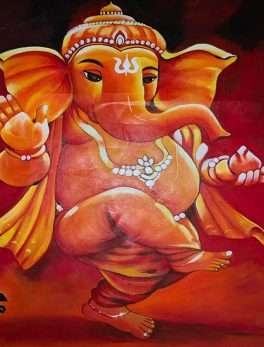 Blessing Ganesha standing canvas hand painting
