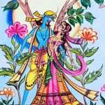 Creative radha Krishna canvas hand painting