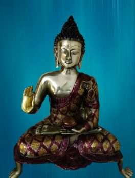 Brass Antique Sitting Blessing Buddha Idols for Home