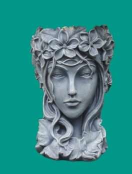 Gray Lady Face Planters For Garden Decor
