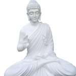 Pure white color fibe buddha statue