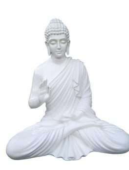 Pure white color fibe buddha statue