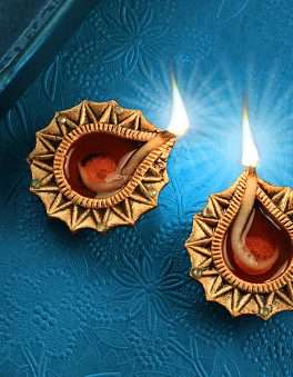 Decorative clay diya