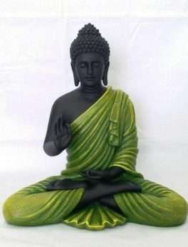 Green and Black Buddha Resin Statue Murti (24*18*12 Inc)