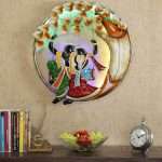 Metal Radha Krishna on Swing Multicolour Metal Wall With Led Light