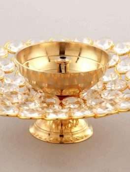 Crystal Brass Akhand Diya Oil Lamp for Puja