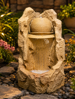 Ball water fountain with light