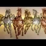 Seven Multicolor Horse Metal Wall Hanging