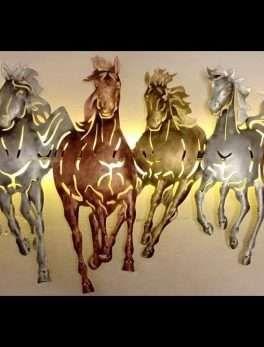 Seven Multicolor Horse Metal Wall Hanging