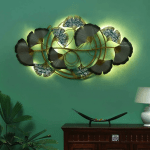 Metal Half Ring Leaf Panel Metal Art With LED Light