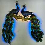 Metal Pair Peacock Led Wall Hanging