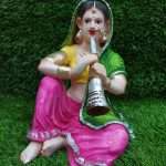 Musician Lady Sitting with Shehnai Idol Musical Instruments Statue