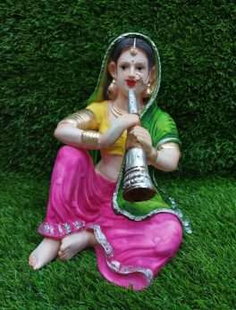 Musician Lady Sitting with Shehnai Idol Musical Instruments Statue
