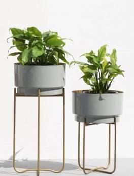 Gold Indoor Metal Planters (Set Of 2)