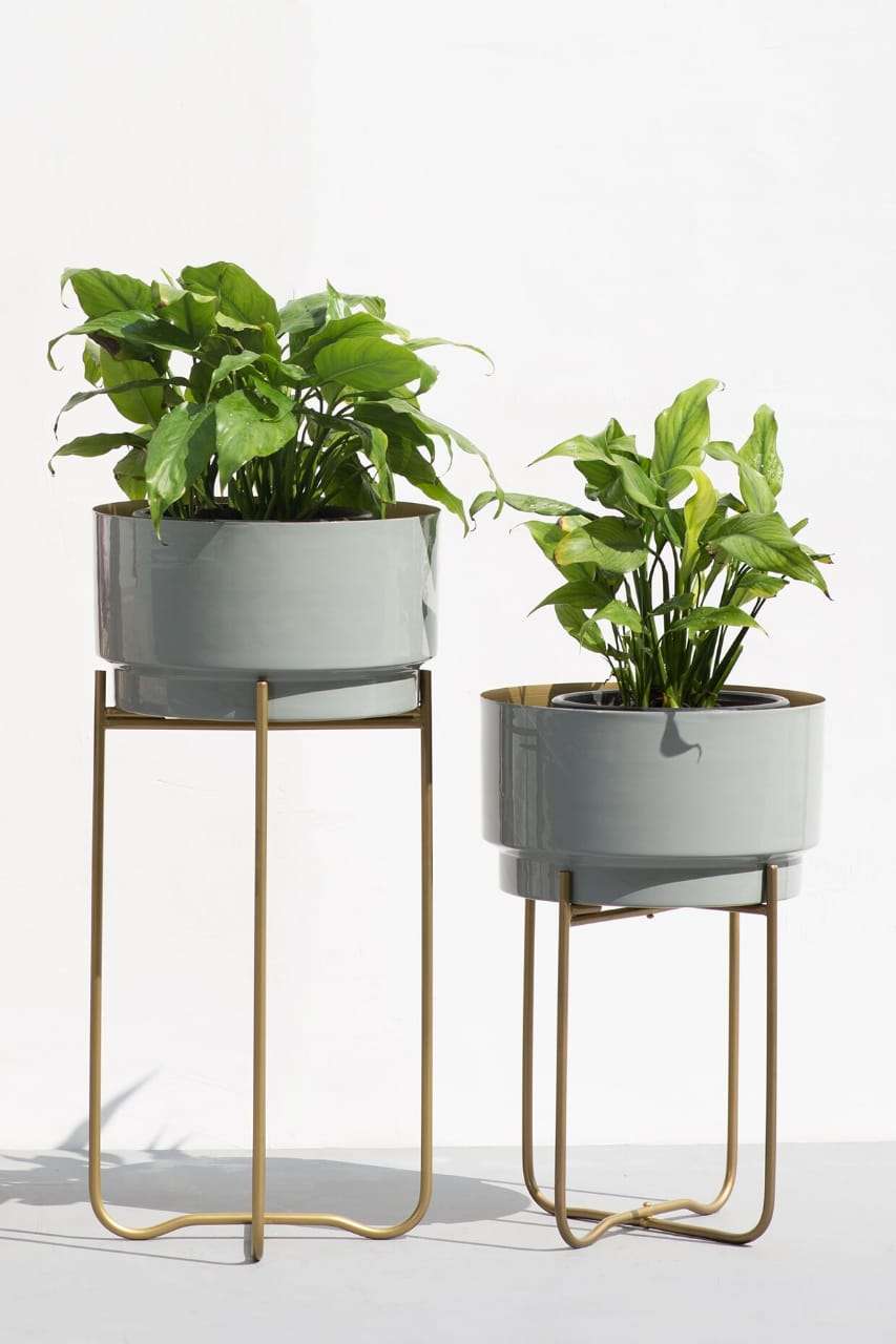Gold Indoor Metal Planters (Set Of 2)