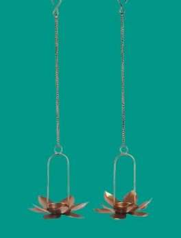 Metal Hook Flower Tealight Holder Set Of 2