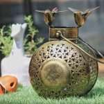 Iron Bird Lantern Wall Hanging Stand, Lantern with T-Light and Diya Holder