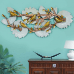 Bird Sitting on branch metal wall hanging