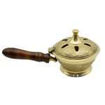 Brass Sambrani Stand & Loban Dhoop Burner with Wooden Holder