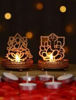 Lakshmi Ganesha Tea Light Candle Holder