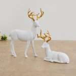 Polyresin Standing Deer Set Of 2