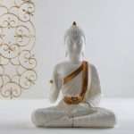 White Buddha Figurine T-Light Holder For Home