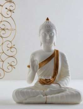 White Buddha Figurine T-Light Holder For Home