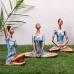 Set of 3 Different Yoga Posture Lady Statue Figurine For home decor