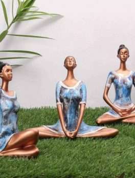 Set of 3 Different Yoga Posture Lady Statue Figurine For home decor