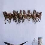 Seven Running Horse Metal Wall Hanging