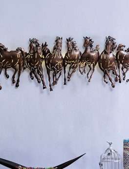 Seven Running Horse Metal Wall Hanging
