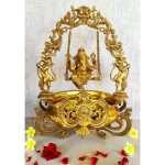 Golden Brass Decorative Lord Ganesha on Swing Urli