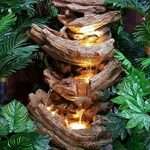 3steps Wood Look Big Fiber Water Fountain