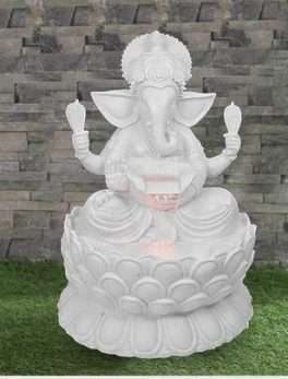 Big Lotus Ganesha Fiber Indoor Outdoor Fountain with Led Lights