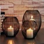 Black Metal Cage Decorative Candle Lanterns Set of 3